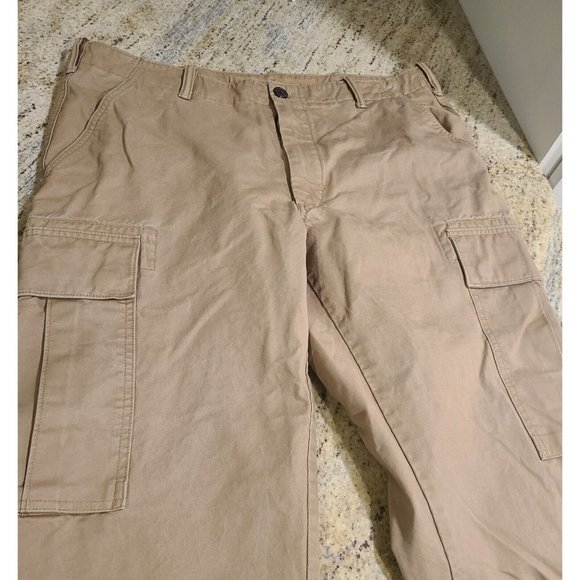 Lands' End Straight Leg Cargo Pants Men's 36Wx29L Khaki Tan Cotton - Picture 5 of 12